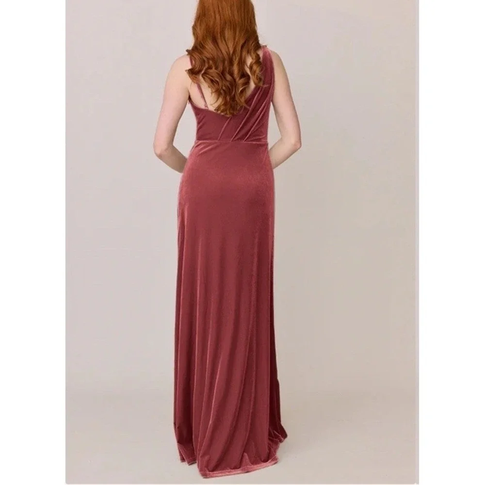 Reverly Maxine Velvet Dress Gown Dusty‎ Rose Size 18 Asymmetrical Drape Event
